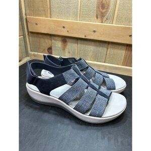Clarks Cloudsteppers Womens Sandals 9.5W Blue Elastic Straps